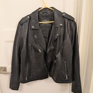 Levi's Black Faux Leather Biker Jacket with Zip Details